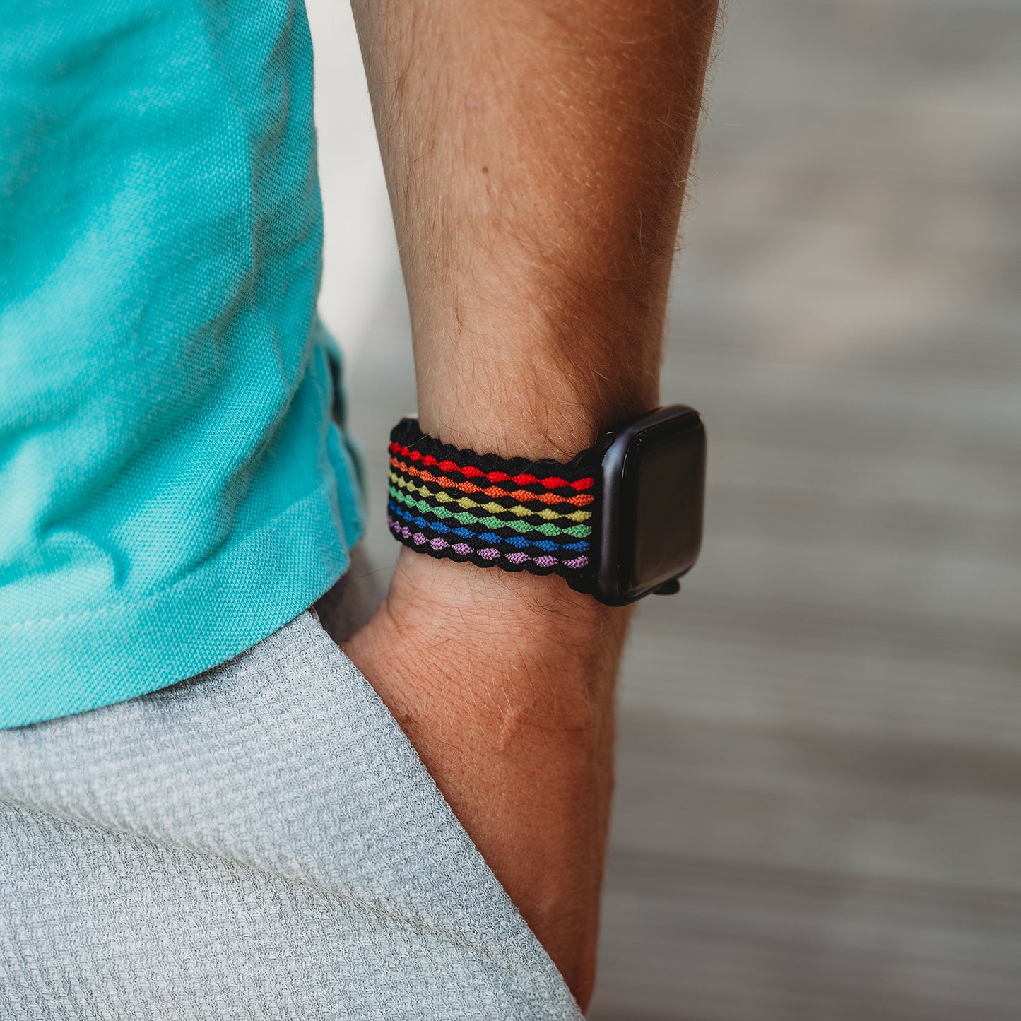 arktisband Geflochtenes Apple Watch Armband "Casual" Rainbow Edition