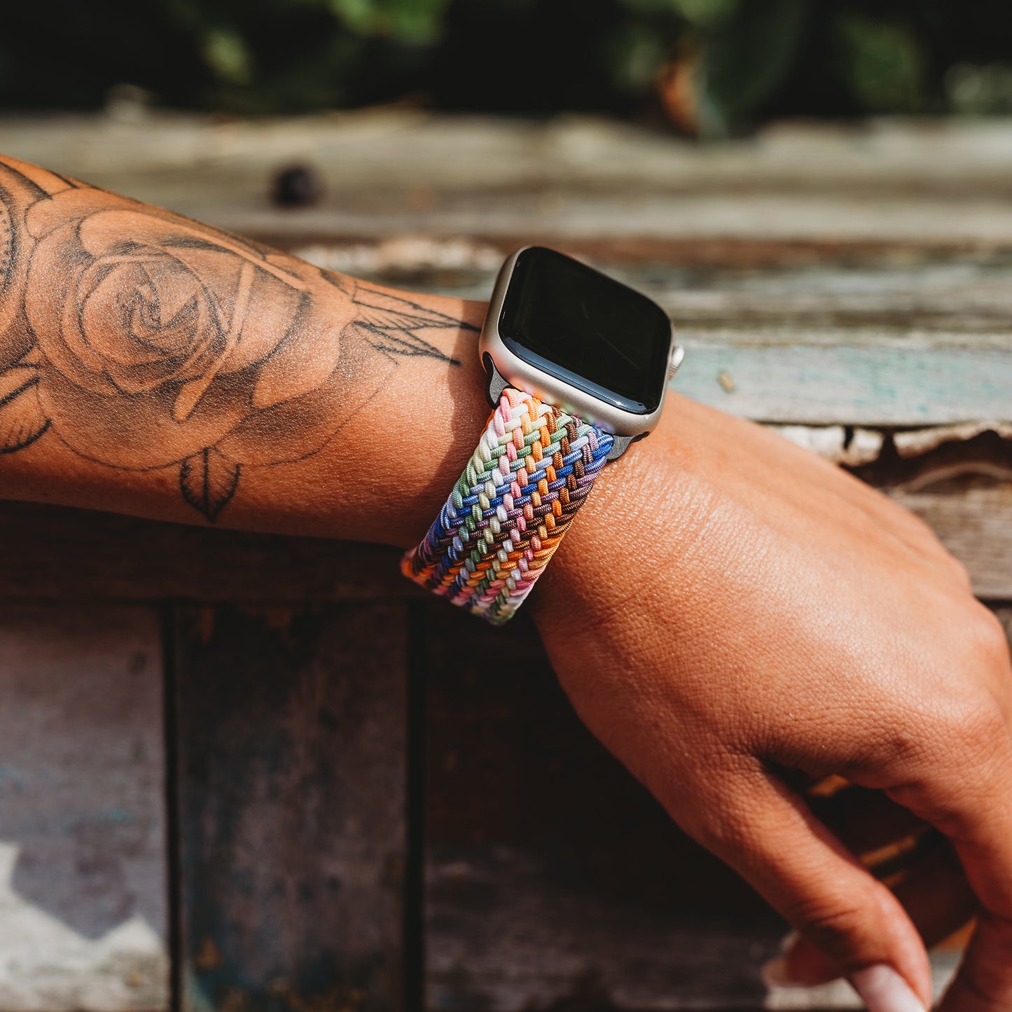 arktisband Geflochtenes Apple Watch Armband "Casual" Rainbow Edition