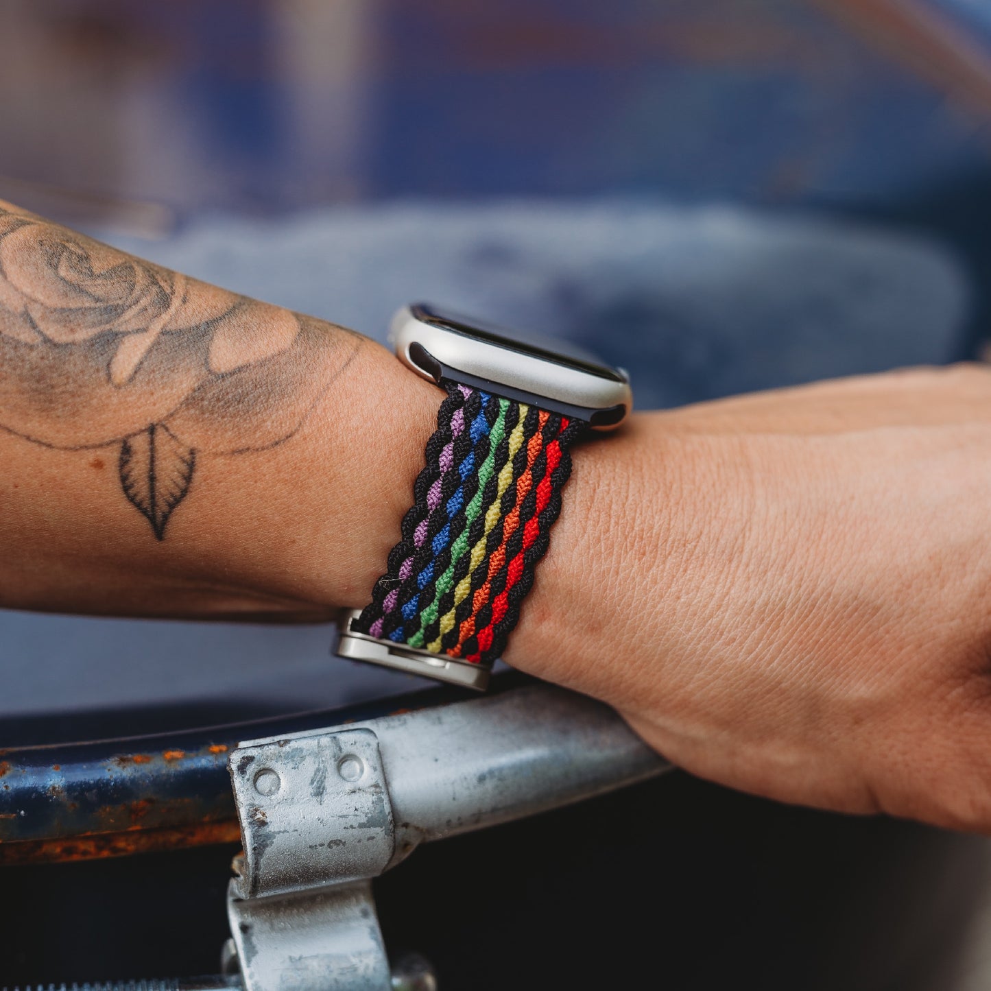 arktisband Geflochtenes Apple Watch Armband "Casual" Rainbow Edition