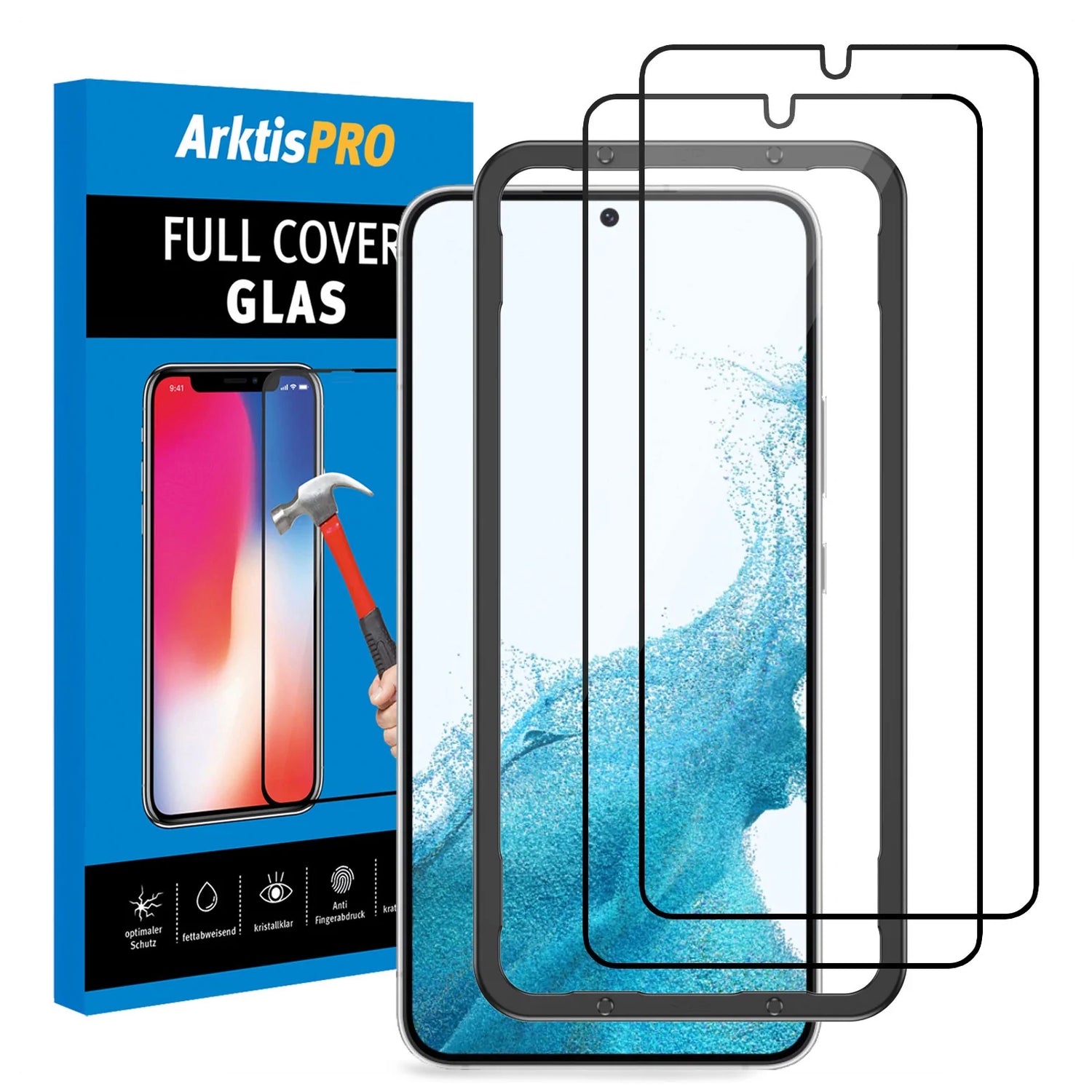 ArktisPRO Samsung Galaxy S23 FULL COVER Displayschutz GLAS - hüllenfre
